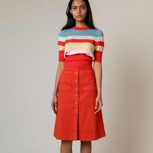 Rachel Antonoff Rosemary Midi Skirt in Blood Orange (FLAWED)